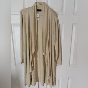 Lane Bryant Shimmery Gold Threaded Cream Women's Cardigan Plus Size